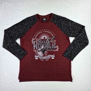 Womens Rock and Republic Long Sleeve Shirt Red Large Guitars Graphic